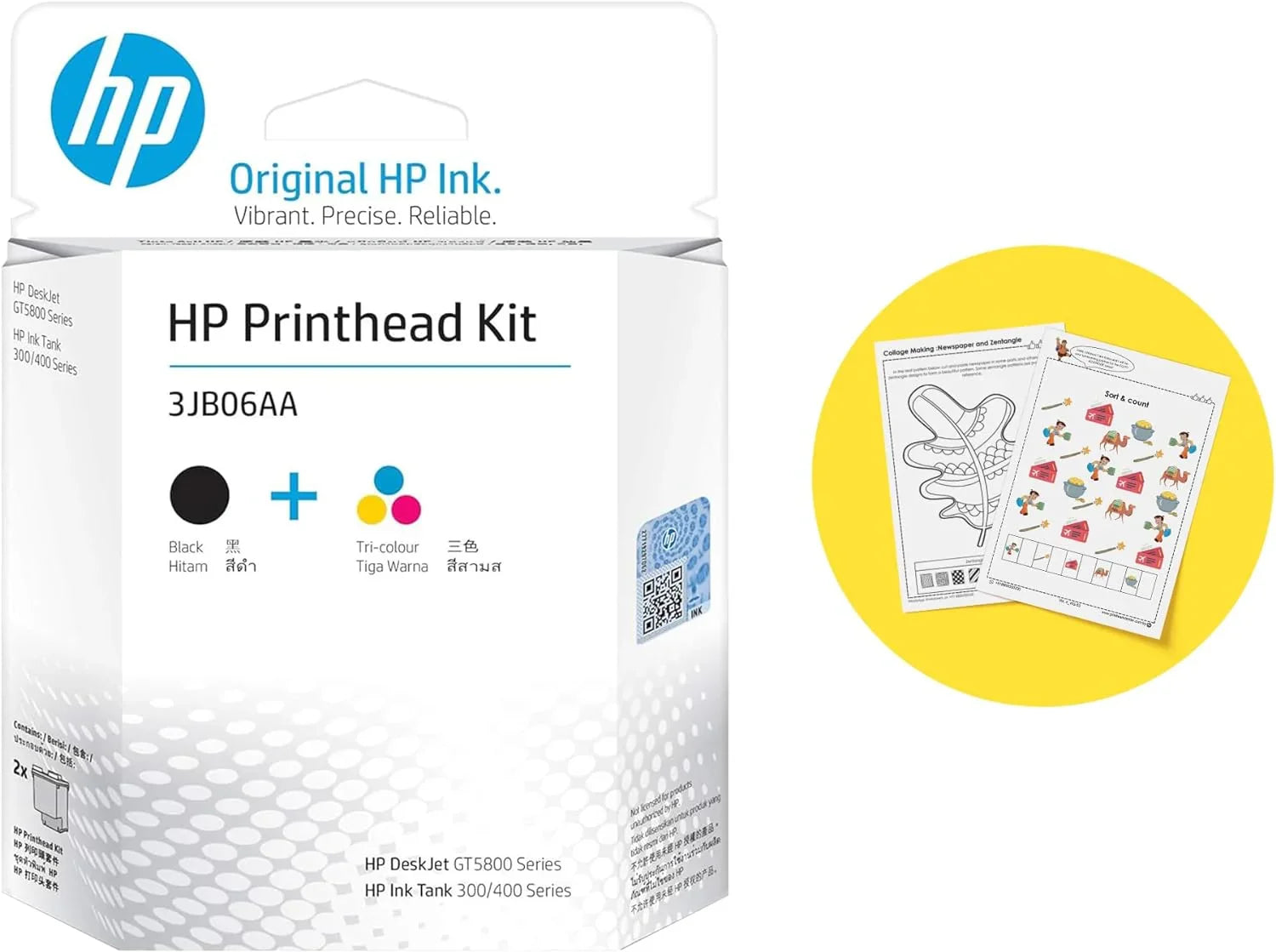 HP GT51/GT52 2-pack Black/Tri-color Printhead Replacement Kit 3JB06AA - eBuy UAE